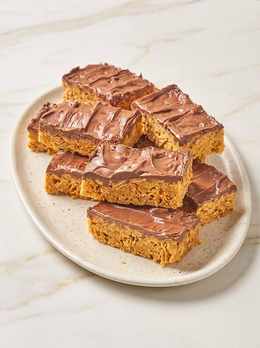 Easy No-Bake Chocolate Peanut Butter Cornflake Bars
