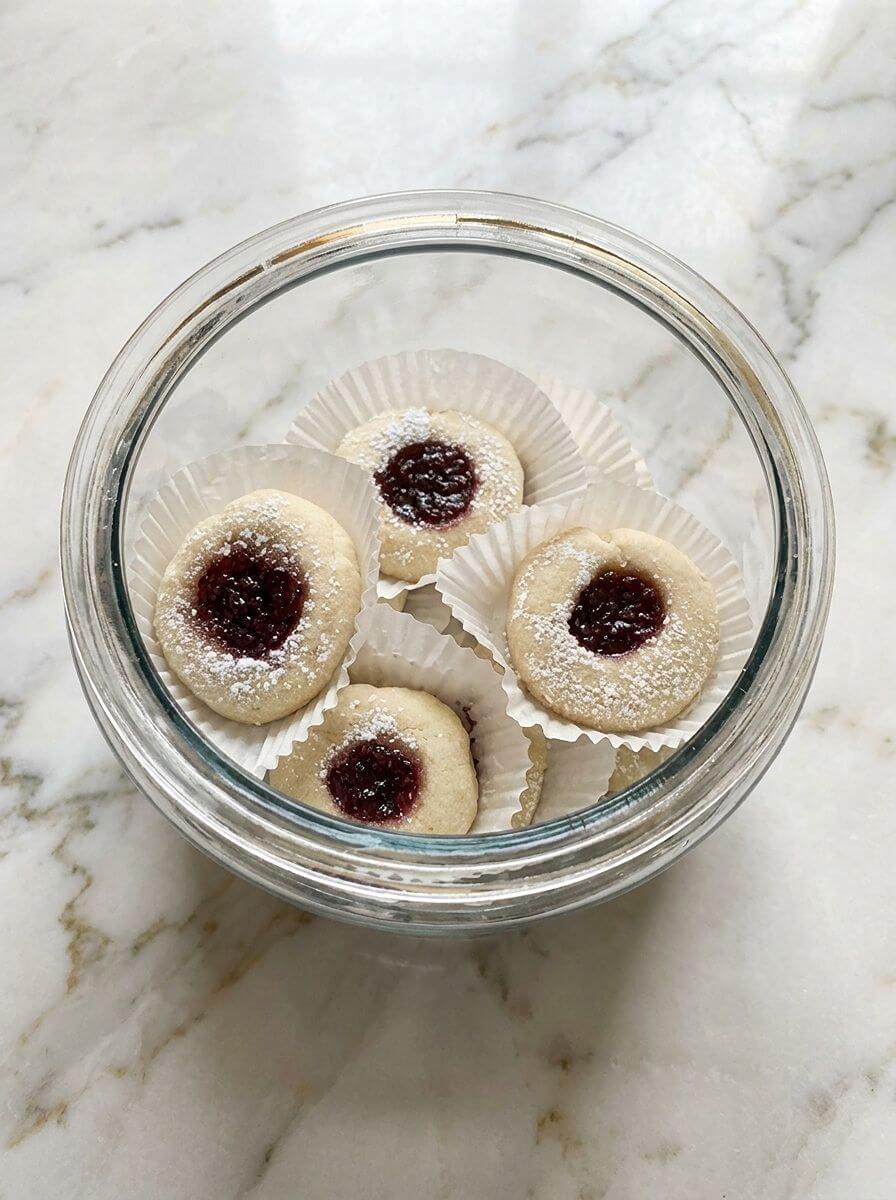 Raspberry Almond Thumbprint Cookies