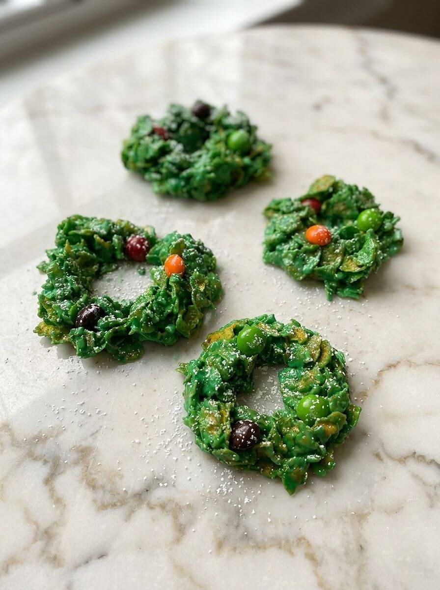 Christmas Cornflake Wreath Cookies
