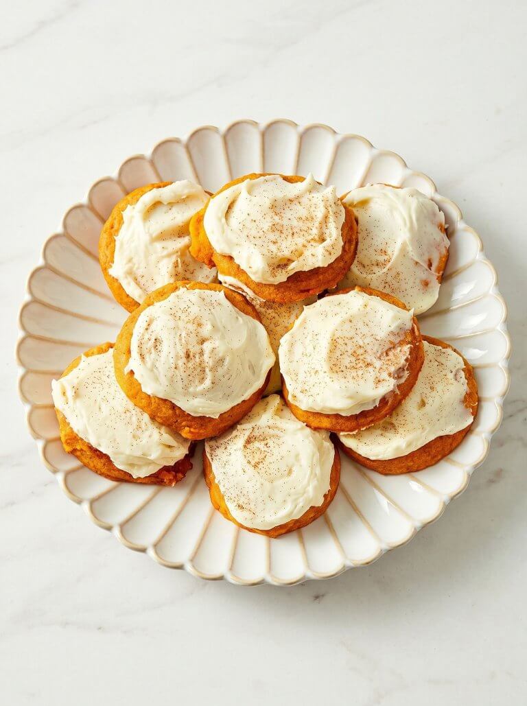 Pumpkin Cookies with Cream Cheese Frosting