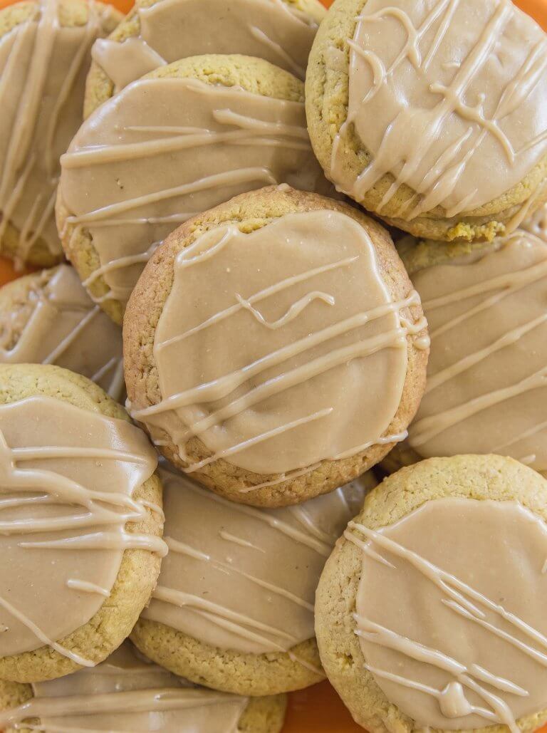 Pumpkin Drop Cookies with Caramel Icing