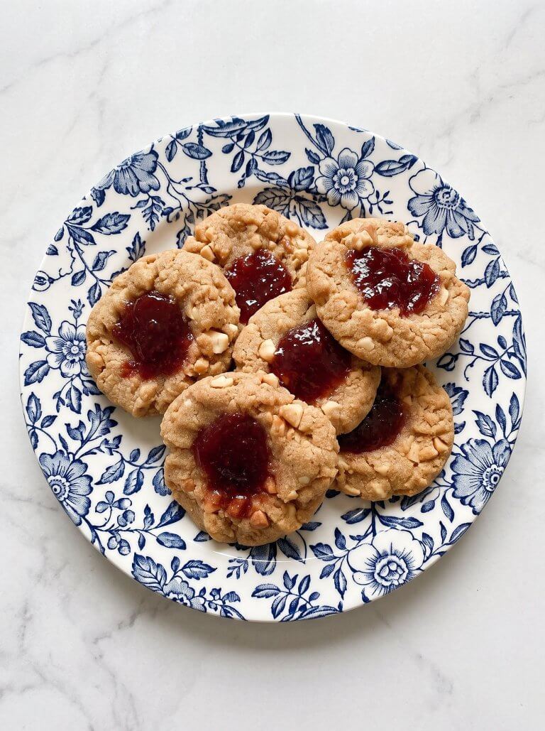 Peanut Butter and Jelly Thumbprint Cookies